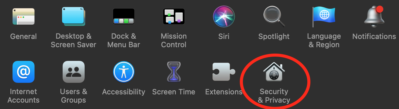 navigate to security settings
